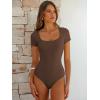 imageANRABESS Bodysuits for Women Short Sleeve Scoop Neck Tops 2026 Summer Slim Fit Ribbed Knit Sexy Basic Shirt Fashion OutfitsCoffee