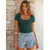 imageANRABESS Bodysuits for Women Short Sleeve Scoop Neck Tops 2026 Summer Slim Fit Ribbed Knit Sexy Basic Shirt Fashion OutfitsDeep Green