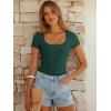 imageANRABESS Bodysuits for Women Short Sleeve Scoop Neck Tops 2026 Summer Slim Fit Ribbed Knit Sexy Basic Shirt Fashion OutfitsDeep Green