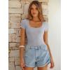 imageANRABESS Bodysuits for Women Short Sleeve Scoop Neck Tops 2026 Summer Slim Fit Ribbed Knit Sexy Basic Shirt Fashion OutfitsGrey