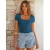 imageANRABESS Bodysuits for Women Short Sleeve Scoop Neck Tops 2026 Summer Slim Fit Ribbed Knit Sexy Basic Shirt Fashion OutfitsIndigo