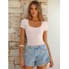 imageANRABESS Bodysuits for Women Short Sleeve Scoop Neck Tops 2026 Summer Slim Fit Ribbed Knit Sexy Basic Shirt Fashion OutfitsLight Beige