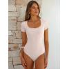 imageANRABESS Bodysuits for Women Short Sleeve Scoop Neck Tops 2026 Summer Slim Fit Ribbed Knit Sexy Basic Shirt Fashion OutfitsLight Beige