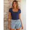 imageANRABESS Bodysuits for Women Short Sleeve Scoop Neck Tops 2026 Summer Slim Fit Ribbed Knit Sexy Basic Shirt Fashion OutfitsNavy Blue