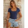 imageANRABESS Bodysuits for Women Short Sleeve Scoop Neck Tops 2026 Summer Slim Fit Ribbed Knit Sexy Basic Shirt Fashion OutfitsNavy Blue