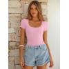 imageANRABESS Bodysuits for Women Short Sleeve Scoop Neck Tops 2026 Summer Slim Fit Ribbed Knit Sexy Basic Shirt Fashion OutfitsPink