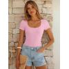 imageANRABESS Bodysuits for Women Short Sleeve Scoop Neck Tops 2026 Summer Slim Fit Ribbed Knit Sexy Basic Shirt Fashion OutfitsPink