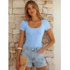 imageANRABESS Bodysuits for Women Short Sleeve Scoop Neck Tops 2026 Summer Slim Fit Ribbed Knit Sexy Basic Shirt Fashion OutfitsSky Blue