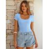 imageANRABESS Bodysuits for Women Short Sleeve Scoop Neck Tops 2026 Summer Slim Fit Ribbed Knit Sexy Basic Shirt Fashion OutfitsSky Blue