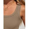 imageANRABESS Bodysuits for Women Soft Cozy Ribbed Knit Scoop Neck Sleeveless Tank Top Versatile for Daily Work TravelDeep Khaki