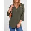 imageANRABESS Women 34 Length Sleeve Henley Tops V Neck Business Casual Work T Shirts Cute Travel Shirt 2026 Spring Trendy OutfitArmy Green