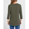 imageANRABESS Women 34 Length Sleeve Henley Tops V Neck Business Casual Work T Shirts Cute Travel Shirt 2026 Spring Trendy OutfitArmy Green