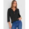 imageANRABESS Women 34 Length Sleeve Henley Tops V Neck Business Casual Work T Shirts Cute Travel Shirt 2026 Spring Trendy OutfitBlack
