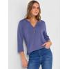 imageANRABESS Women 34 Length Sleeve Henley Tops V Neck Business Casual Work T Shirts Cute Travel Shirt 2026 Spring Trendy OutfitBlue Gray