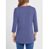 imageANRABESS Women 34 Length Sleeve Henley Tops V Neck Business Casual Work T Shirts Cute Travel Shirt 2026 Spring Trendy OutfitBlue Gray