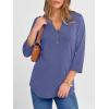 imageANRABESS Women 34 Length Sleeve Henley Tops V Neck Business Casual Work T Shirts Cute Travel Shirt 2026 Spring Trendy OutfitBlue Gray