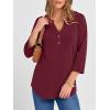 imageANRABESS Women 34 Length Sleeve Henley Tops V Neck Business Casual Work T Shirts Cute Travel Shirt 2026 Spring Trendy OutfitBurgundy