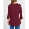 imageANRABESS Women 34 Length Sleeve Henley Tops V Neck Business Casual Work T Shirts Cute Travel Shirt 2026 Spring Trendy OutfitBurgundy
