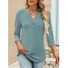 imageANRABESS Women 34 Length Sleeve Henley Tops V Neck Business Casual Work T Shirts Cute Travel Shirt 2026 Spring Trendy OutfitCadet Blue