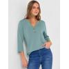 imageANRABESS Women 34 Length Sleeve Henley Tops V Neck Business Casual Work T Shirts Cute Travel Shirt 2026 Spring Trendy OutfitCadet Blue