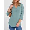 imageANRABESS Women 34 Length Sleeve Henley Tops V Neck Business Casual Work T Shirts Cute Travel Shirt 2026 Spring Trendy OutfitCadet Blue