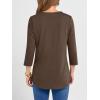 imageANRABESS Women 34 Length Sleeve Henley Tops V Neck Business Casual Work T Shirts Cute Travel Shirt 2026 Spring Trendy OutfitCoffee