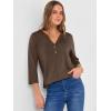 imageANRABESS Women 34 Length Sleeve Henley Tops V Neck Business Casual Work T Shirts Cute Travel Shirt 2026 Spring Trendy OutfitCoffee
