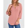 imageANRABESS Women 34 Length Sleeve Henley Tops V Neck Business Casual Work T Shirts Cute Travel Shirt 2026 Spring Trendy OutfitCoral