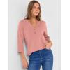 imageANRABESS Women 34 Length Sleeve Henley Tops V Neck Business Casual Work T Shirts Cute Travel Shirt 2026 Spring Trendy OutfitCoral