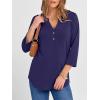 imageANRABESS Women 34 Length Sleeve Henley Tops V Neck Business Casual Work T Shirts Cute Travel Shirt 2026 Spring Trendy OutfitDark Blue