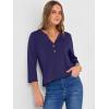 imageANRABESS Women 34 Length Sleeve Henley Tops V Neck Business Casual Work T Shirts Cute Travel Shirt 2026 Spring Trendy OutfitDark Blue