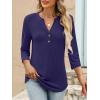imageANRABESS Women 34 Length Sleeve Henley Tops V Neck Business Casual Work T Shirts Cute Travel Shirt 2026 Spring Trendy OutfitDark Blue