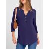 imageANRABESS Women 34 Length Sleeve Henley Tops V Neck Business Casual Work T Shirts Cute Travel Shirt 2026 Spring Trendy OutfitDark Blue