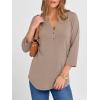 imageANRABESS Women 34 Length Sleeve Henley Tops V Neck Business Casual Work T Shirts Cute Travel Shirt 2026 Spring Trendy OutfitKhaki
