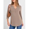 imageANRABESS Women 34 Length Sleeve Henley Tops V Neck Business Casual Work T Shirts Cute Travel Shirt 2026 Spring Trendy OutfitKhaki