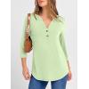 imageANRABESS Women 34 Length Sleeve Henley Tops V Neck Business Casual Work T Shirts Cute Travel Shirt 2026 Spring Trendy OutfitLight Green