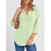 imageANRABESS Women 34 Length Sleeve Henley Tops V Neck Business Casual Work T Shirts Cute Travel Shirt 2026 Spring Trendy OutfitLight Green