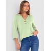 imageANRABESS Women 34 Length Sleeve Henley Tops V Neck Business Casual Work T Shirts Cute Travel Shirt 2026 Spring Trendy OutfitLight Green
