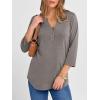 imageANRABESS Women 34 Length Sleeve Henley Tops V Neck Business Casual Work T Shirts Cute Travel Shirt 2026 Spring Trendy OutfitLight Taupe