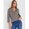imageANRABESS Women 34 Length Sleeve Henley Tops V Neck Business Casual Work T Shirts Cute Travel Shirt 2026 Spring Trendy OutfitLight Taupe