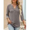 imageANRABESS Women 34 Length Sleeve Henley Tops V Neck Business Casual Work T Shirts Cute Travel Shirt 2026 Spring Trendy OutfitLight Taupe