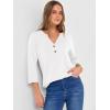 imageANRABESS Women 34 Length Sleeve Henley Tops V Neck Business Casual Work T Shirts Cute Travel Shirt 2026 Spring Trendy OutfitWhite