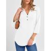 imageANRABESS Women 34 Length Sleeve Henley Tops V Neck Business Casual Work T Shirts Cute Travel Shirt 2026 Spring Trendy OutfitWhite