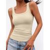 imageANRABESS Women Tank Tops Square Neck Fitted Tops 2026 Summer Basic Slim Sleeveless Shirts Casual Cute Travel Vacation ClothesAlmond