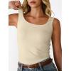 imageANRABESS Women Tank Tops Square Neck Fitted Tops 2026 Summer Basic Slim Sleeveless Shirts Casual Cute Travel Vacation ClothesAlmond