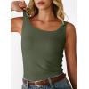 imageANRABESS Women Tank Tops Square Neck Fitted Tops 2026 Summer Basic Slim Sleeveless Shirts Casual Cute Travel Vacation ClothesArmy Green