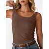 imageANRABESS Women Tank Tops Square Neck Fitted Tops 2026 Summer Basic Slim Sleeveless Shirts Casual Cute Travel Vacation ClothesBrown