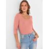 imageANRABESS Womens 34 Sleeve Scoop Neck Tops Ribbed Knit Slim Fitted Casual Basic Tee Shirts 2025 Fall Trendy Going Out TShirtCoral