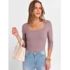 imageANRABESS Womens 34 Sleeve Scoop Neck Tops Ribbed Knit Slim Fitted Casual Basic Tee Shirts 2025 Fall Trendy Going Out TShirtGrey Pink