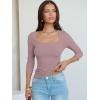 imageANRABESS Womens 34 Sleeve Scoop Neck Tops Ribbed Knit Slim Fitted Casual Basic Tee Shirts 2025 Fall Trendy Going Out TShirtGrey Pink